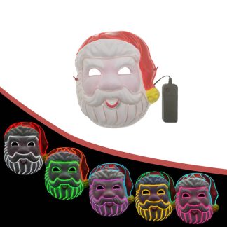 Noel Cosplay Pere Noel Forme EL LED Masque Lumineux Pour Les Fetes Du Festival Costume Decoration Masques De Fete pour Glow Party - rouge blanc