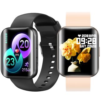 Bakeey NK21 ecran incurve 3D de 1,72 pouces Appel Bluetooth Moniteur de frequence cardiaque Mesure de la pression arterielle de l'oxygene Modes multisports IP67 Montre intelligente etanche 230mAh BT5.0 - Noir