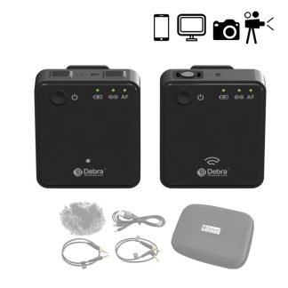 Debra GO-PROII Micro cravate sans fil portatif avec micro cravate avec portee de 100 m pour la diffusion Web d'appareil photo reflex numerique - Noir