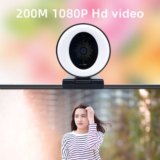 PRIPASO 1080P Webcam USB HD Camera Optimisation de l'image grand angle Traitement de la beaute pour la diffusion en direct Conference d'enseignement en ligne Camera Web de conference