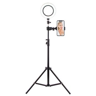 26cm 2700k-6500k Dimmable USB LED Ring Light avec 50cm 160cm 210cm Support de telephone trepied pour Youtube Video Makeup Selfie - une
