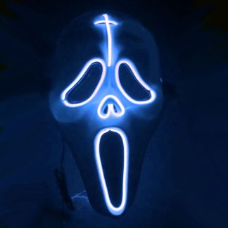 Masque lumineux LED Halloween fanteme visage danse fluorescente fete EL masque horreur Thriller masque lueur - Bleu