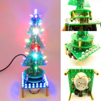 Geekcreite DIY Rotatif Colorful Musique Arbre de Noel LED Kit d'eclairage clignotant Pieces de production electroniques de bricolage