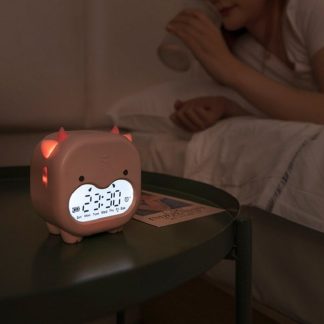 Timing Vache Forme Reveil Numerique Creatif Horloge electronique Pour Enfants etudiant Rapport Vocal Horloge USB Charge - Bleu