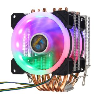 CPU Cooler 6 Heatpipe 4-Pin RGB 2x ventilateur pour Intel 775/1150/1151/1155/1156 / 1366AMD