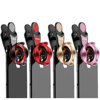 LIGINN L-630 5K HD 115 degres grand angle 15X macro sans distorsion pour telephone mobile Smartphone photographie - Noir