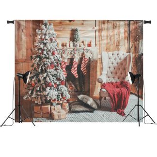 7x5ft noel cheminee noel arbre chaise cadeau bas photographie toile de fond studio prop fond