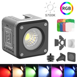 Ulanzi L2 Cute Lite pour Gopro Mini RGB LED Lampe video 10m etanche IP68 Lampe video avec diffuseur de filtre de couleur Nid d'abeille Chaussure froide pour appareil photo reflex numerique