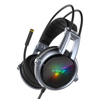 Casque de jeu Somic E95-20 USB virtuel 7.1 Soft Vibration stereo flexible filaire sur l'oreille casque avec micro avec lumiere RVB LED - Noir