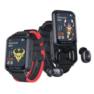 [TWS ecouteurs sans fil] Bakeey N01 1,78 pouces 320 * 385 ecran tactile e glissiere Appel Bluetooth Frequence cardiaque Pression arterielle Moniteur d'oxygene 400mAh Longue veille ecran partage Serrure e combinaison Montre intelligente - Noir