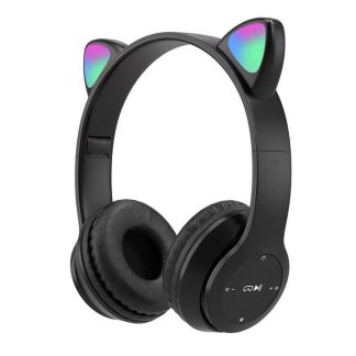 Bakeey Cute Wireless Gaming Headset Bluetooth 5.0 Casque LED Light Support TF Card Play - Bleu fonce