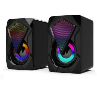 Bakeey X2 haut-parleur surround son stereo avec haut-parleurs de lumiere RVB Subwoofer alimente par USB pour ordinateur portable de bureau - Noir