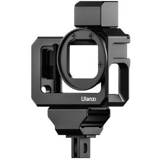 Ulanzi G9-5 Boetier en alliage d'aluminium Cage en metal pour camera d'action sportive avec double support de chaussure froide pour Gopro Hero 9 Accessoires noirs La botte froide anti-chute etend la photographie Vlog