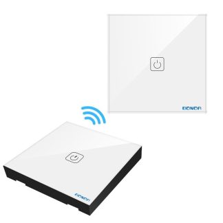 BONDA WIFI 433RF telecommande interrupteur tactile 1 voie 2 voies 3 voies mur capteur tactile interrupteur de lumiere cristal verre interrupteur intelligent puissance pour maison intelligente - Noir 1 voie