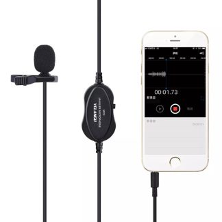 YELANGU MY2 Microphone Lavalier Professionnel Enregistrement Portable Micro d'Entretien e Condensateur Omnidirectionnel avec Adaptateur 6.5mm pour Smartphone Appareil Photo DSLR - Noir