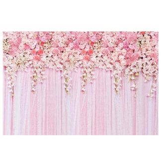 Fond de photographie de mur de fleurs roses fond de photo de mariage floral rose - 2,7 x 1,8 m