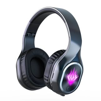 Bakeey T2 bluetooth 5.2 sans fil jeu/mode musique casque de jeu pliable lumieres magiques rvb casques HiFi stereo 3D avec micro - Noir