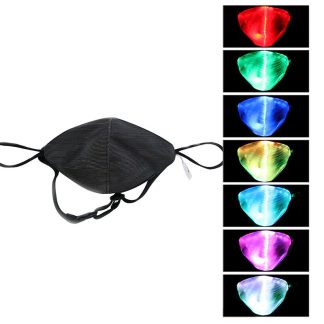 LED Colorful lumineux EL masque fibre tissu Cool masque personnalite rechargeable anti-poussiere Halloween Glow Party KTV accessoires - Blanc