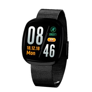 Bakeey GT103 Plus Milanese Montre integrale en acier sur mesure Montre personnalisee avec pression arterielle - Noir