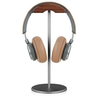 Bakeey EJ4 support de casque en bois de noyer support de casque de jeu support d'affichage avec base en metal antiderapante - Argente