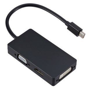 Ceble convertisseur adaptateur 3-en-1 Thunderbolt Mini Displayport DP vers HDMI VGA DVI pour MacBook Air Pro pour Microsoft Surface Pro - Noir