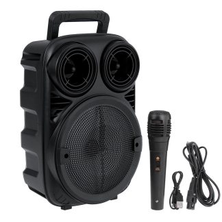 Haut-parleur Bluetooth sans fil portable de 6,5 pouces, lecteur radio rechargeable surround 360 e avec lumiere de fete