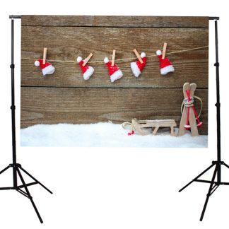 5x7FT vinyle noel bois mur Santa Hat photographie toile de fond fond Studio Prop