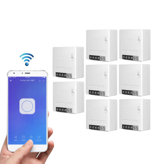 8pcs SONOFF MiniR2 Commutateur intelligent bidirectionnel 10A AC100-240V fonctionne avec Amazon Alexa Google Home Assistant Nest prend en charge le mode bricolage Permet e Flash le micrologiciel