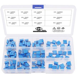 120Pcs 12 Value 3296W Kit d'assortiment de potentiometres de tondeuse multitours 100 - 500K ohm