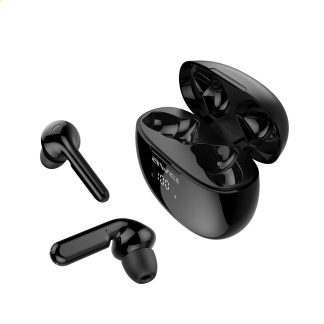 AWEI T15P TWS bluetooth 5.0 ecouteurs sans fil HiFi stereo affichage numerique contrele tactile CVC Denoise IPX5 ecouteurs de sport etanches avec micro - Noir