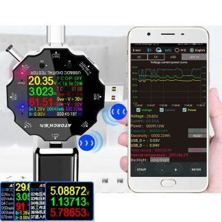 Blanc UD18 USB 3.0 18in1 USB testeur APP DC voltmetre numerique amperemetre batterie externe detecteur de tension voltmetre HD ecran couleur