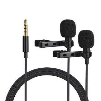 Clip de collier e double tete Microphone Interview Record Lecture Short Video 3.5mm Micrphone