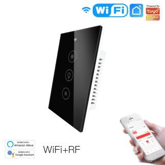 Interrupteur gradateur de lumiere intelligent MoesHouse WiFi + RF noir 2/3 voies Muilti-Control Smart Life / Tuya APP Control fonctionne avec Alexa Google Voice Assistants - changer d'UE