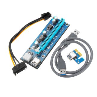 10 pieces PCI Express PCI-E 1X e 16X carte Riser 6Pin PCIE USB3.0 SATA ceble d'extension pour Miner Mining BTC adaptateur dedie