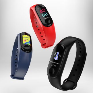 Bakeey T04 Mesure de temperature Moniteur de frequence cardiaque Rappel de message Charge USB Montre intelligente - Bleu