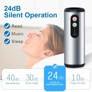 Purificateur d'air portable e ozone + anion avec filtre HEPA pour bureau / voiture / maison - Noir