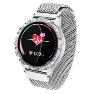 Bakeey D18 Bracelet milanais Cycle physiologique Moniteur de pression arterielle Mode sportif multiple Montre intelligente de mode - argent