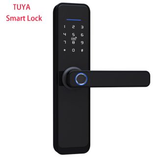 Tuya WiFi Smart Lock Core Cylindre Serrure de porte de securite intelligente Bluetooth Double verrouillage du corps Cryptage avec cles Fonctionne avec l'application Smart Life - Version standard Noir
