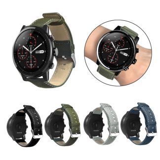 Bakeey Canvas Leather Watch Bande pour Amazfit Stratos 2/2S montre intelligente - Gris