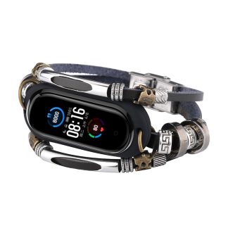 Bakeey retro alliage perle bracelet de remplacement montre intelligente Bande pour Xiaomi Mi Bande 5 Non original - Noir