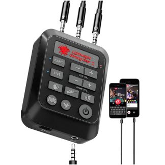 Plextone GS6 Game Live Dual Mode Sound Card Mixer Streaming avec interface 3.5mm Interface USB-C Carte son de jeu pour ordinateur portable - Noir