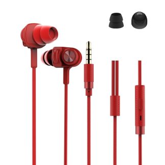 REMAX 900F ecouteurs pilote dynamique 3.5mm filaire contrele de jeu ecouteurs stereo casque avec micro - Rouge