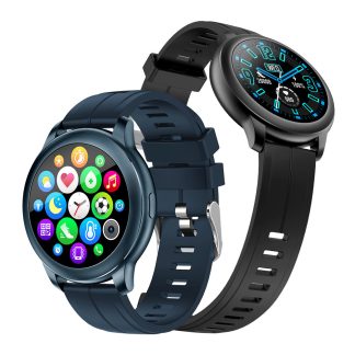 [Appel Bluetooth] Bakeey CF22 7x24h Moniteur de frequence cardiaque Pression arterielle Oyxgen Mesure Affichage de la meteo Contrele de la musique Montre intelligente - Noir