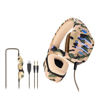 OVLENG GT87 Casque de jeu filaire E-Sports avec Microphone LED Casque HiFi Surround stereo pour PC portable Gamer - Jaune