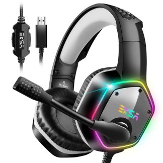 Casque de jeu EKSA E1000 7.1 Virtual Surround RGB Light USB casque de jeu professionnel avec micro antibruit pour ordinateur portable PC - Noir