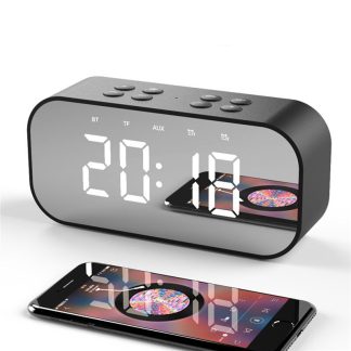 YUNDOM BT501 Haut-parleur sans fil Bluetooth 5.0 Double reveil Radio FM Musique HiFi Colonne Subwoofer Appel mains libres Miroir ecran ecran - Noir