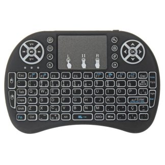 I8 Trois couleurs retroeclaire Version portugaise 2.4G Mini clavier sans fil Touchpad Air Mouse - Noir