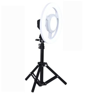 24W 5500K 10 pouces LED lampe ronde de Selfie de lumiere d'anneau video avec le support de lumiere de trepied de 50CM