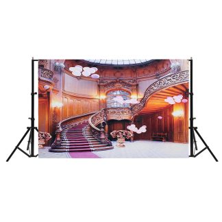 7x5FT Ballons Escaliers Cheteau Lumiere Vinyle Photographie Fond Accessoires Studio Toile De Fond