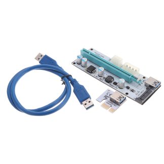5 pieces USB3.0 PCI-E 1x e 16 x SATA + 4P + 6P adaptateur de carte d'extension d'extension ceble d'alimentation Miner